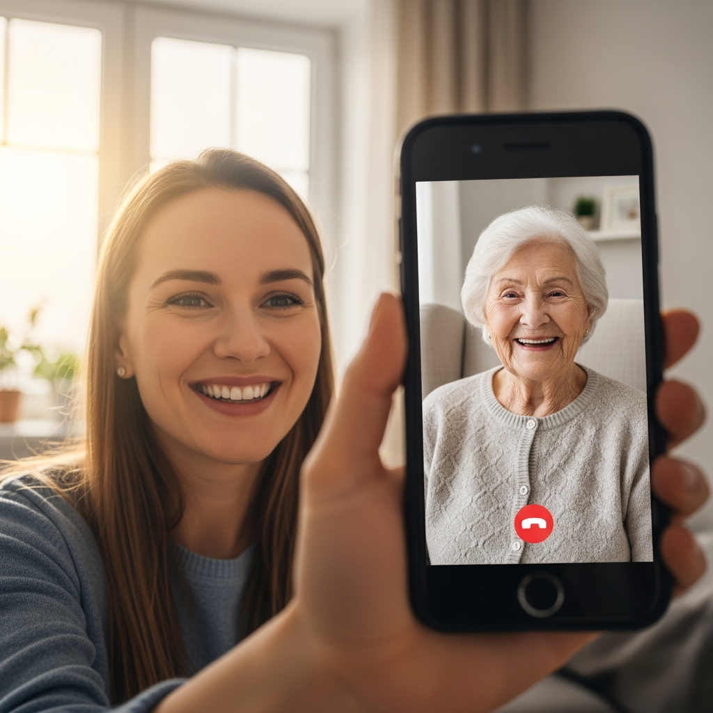 Daughter checking on mom